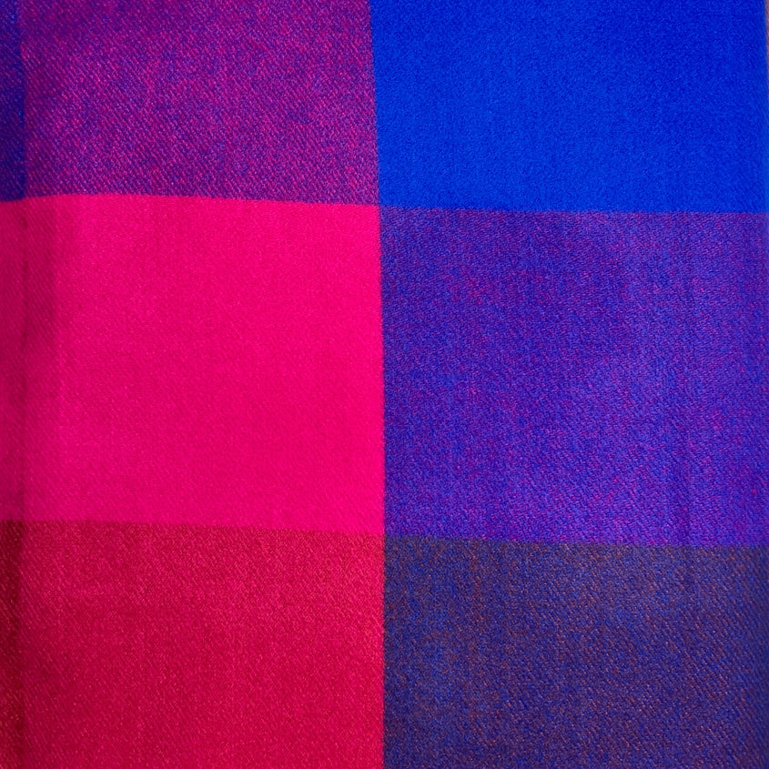 Classic Colourful Woolmix Check Winter Scarf with Tassels - Festive