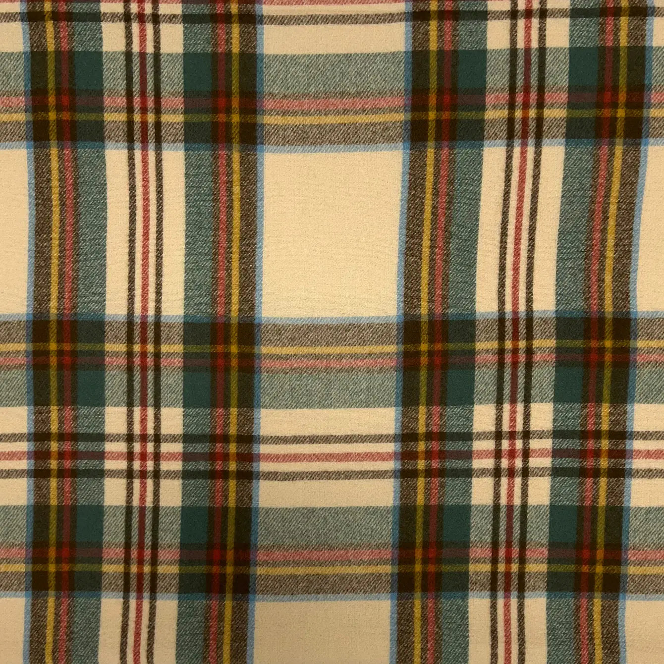 Tartan Woven Winter Scarf with Tassels - Cream