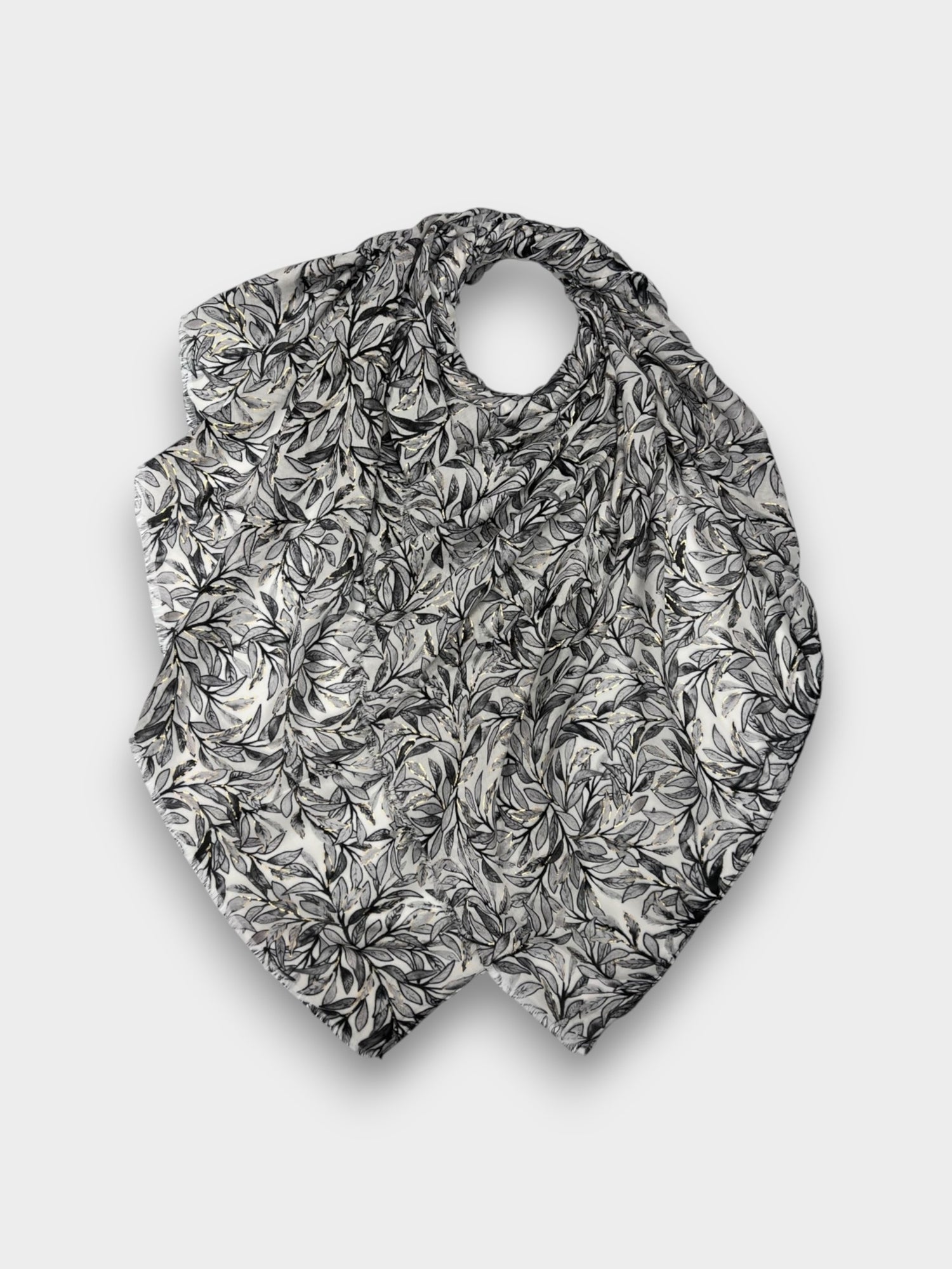 Willow Leaves printed scarf - Black