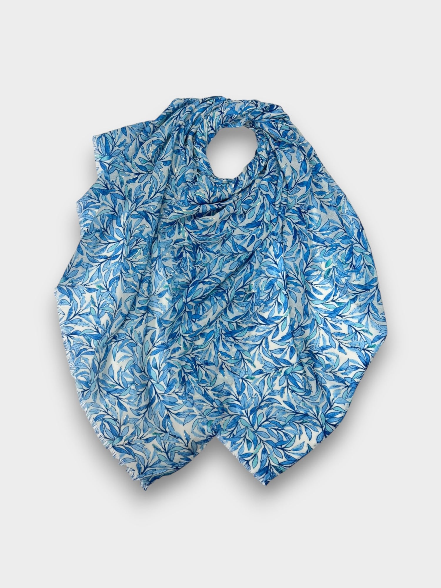 Willow Leaves printed scarf - Blue
