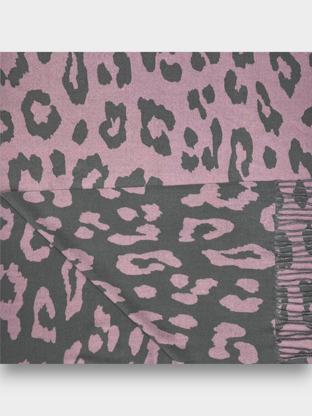 Leopard Print Cashmere Blend Winter Scarf with Tassels