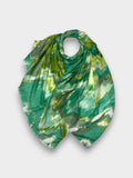 Colourful wave scarf finished with fringes