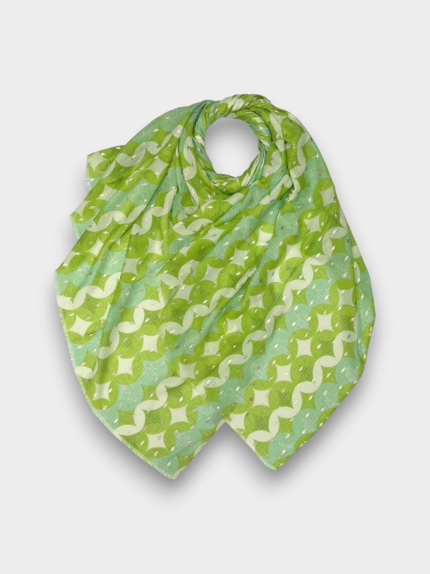Retro printed style scarf with stars - Green