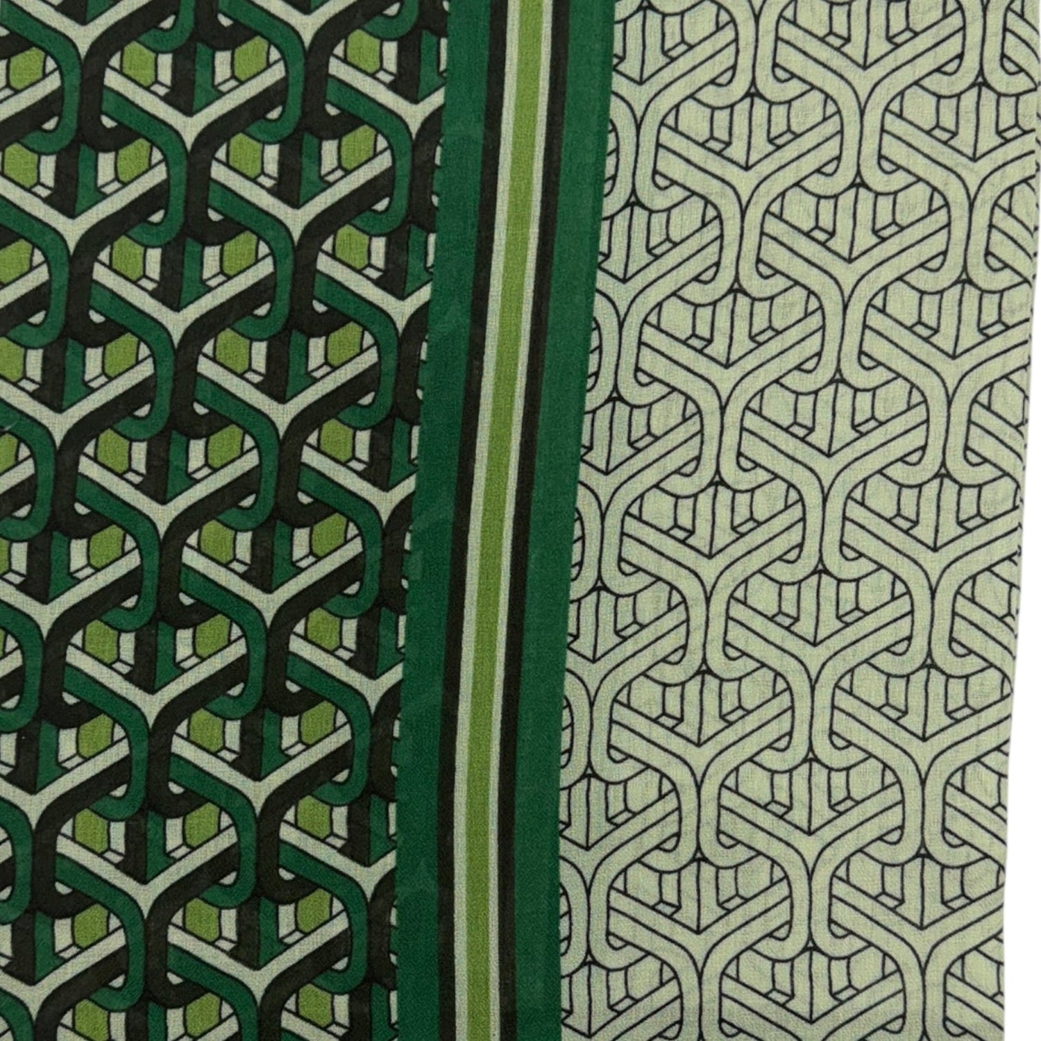 Geometric Chain Print Lightweight Scarf - Green