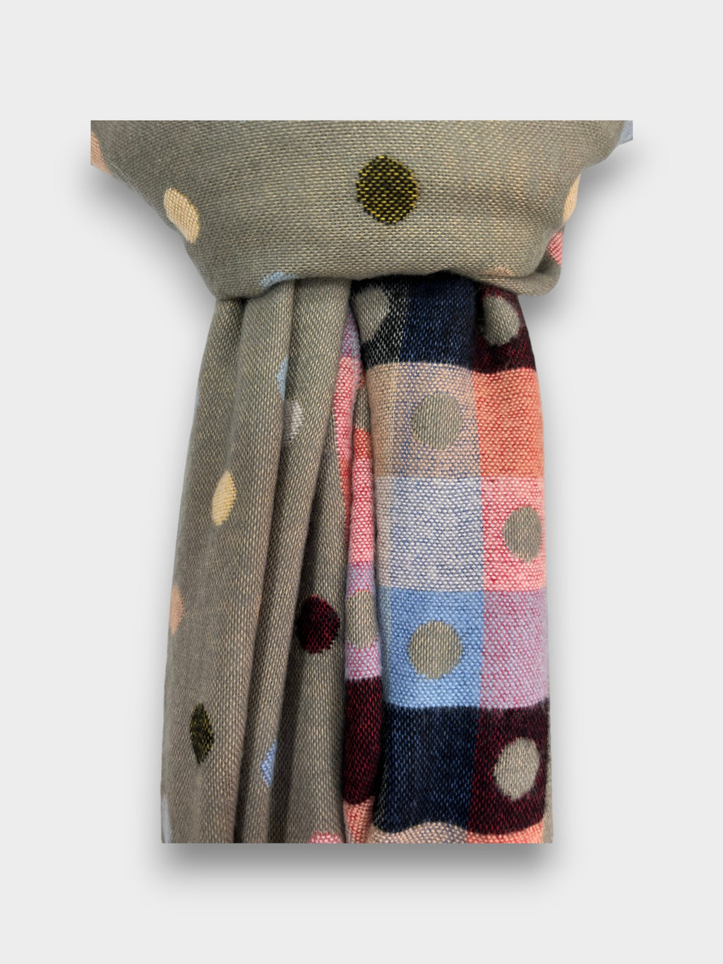 Printed Multi Colourful Revisable Dot Winter Scarves Finished With Fringes