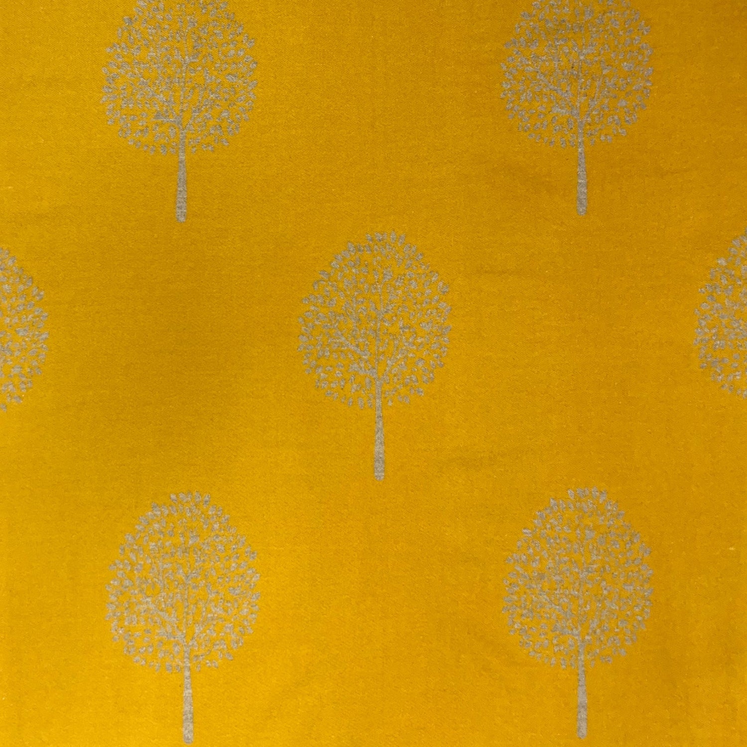 Tree of life print winter scarf on cashmere mix with tassels - Mustard