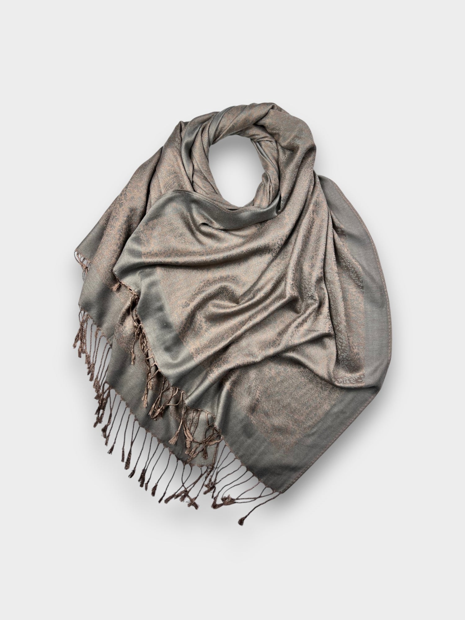 Pashmina With Tassels - Classic Paisley - Grey