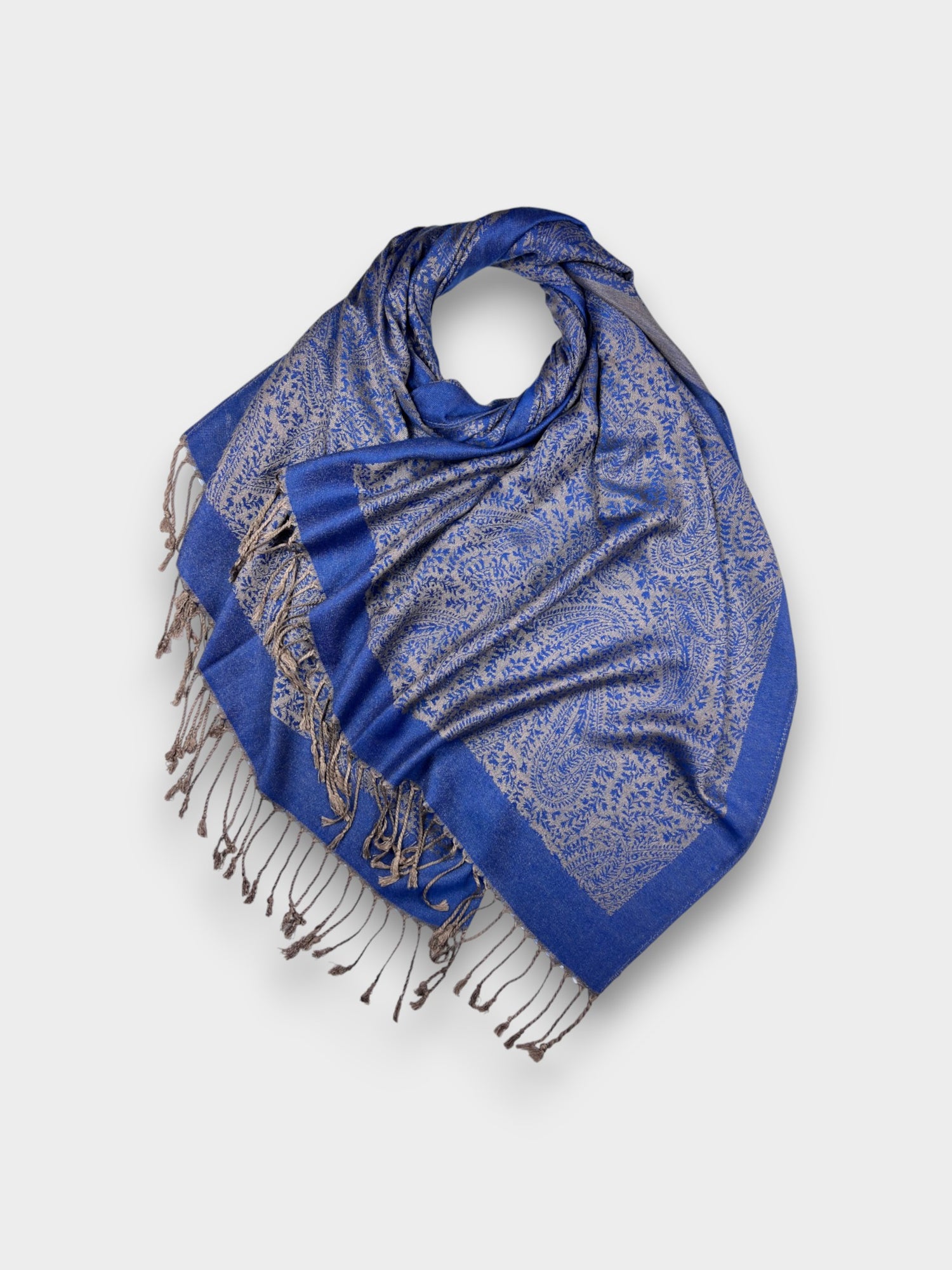 Pashmina With Tassels - Classic Paisley - Royal Blue