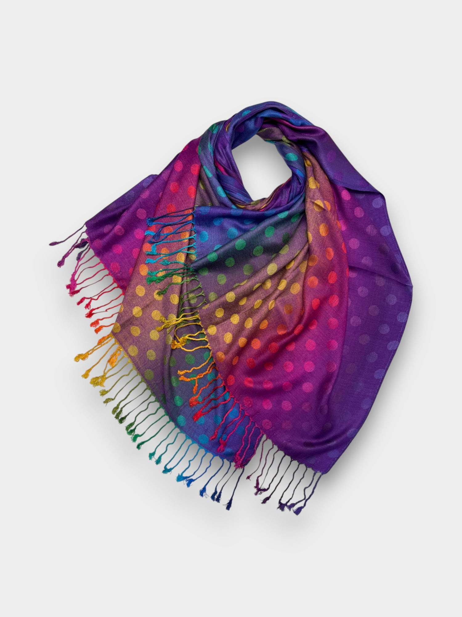 Reversible Pashmina - Rainbow Dots Print - Purple