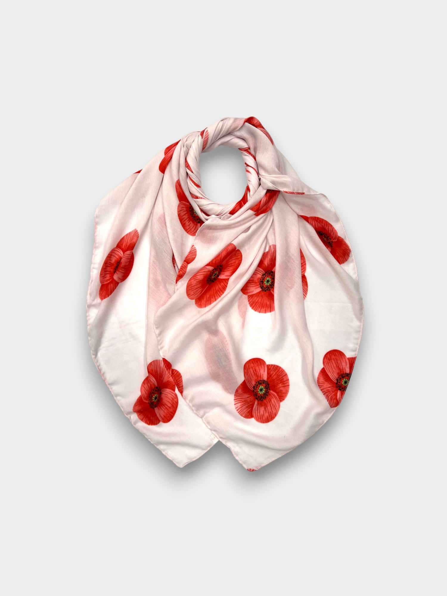 Poppy Printed Scarf - White
