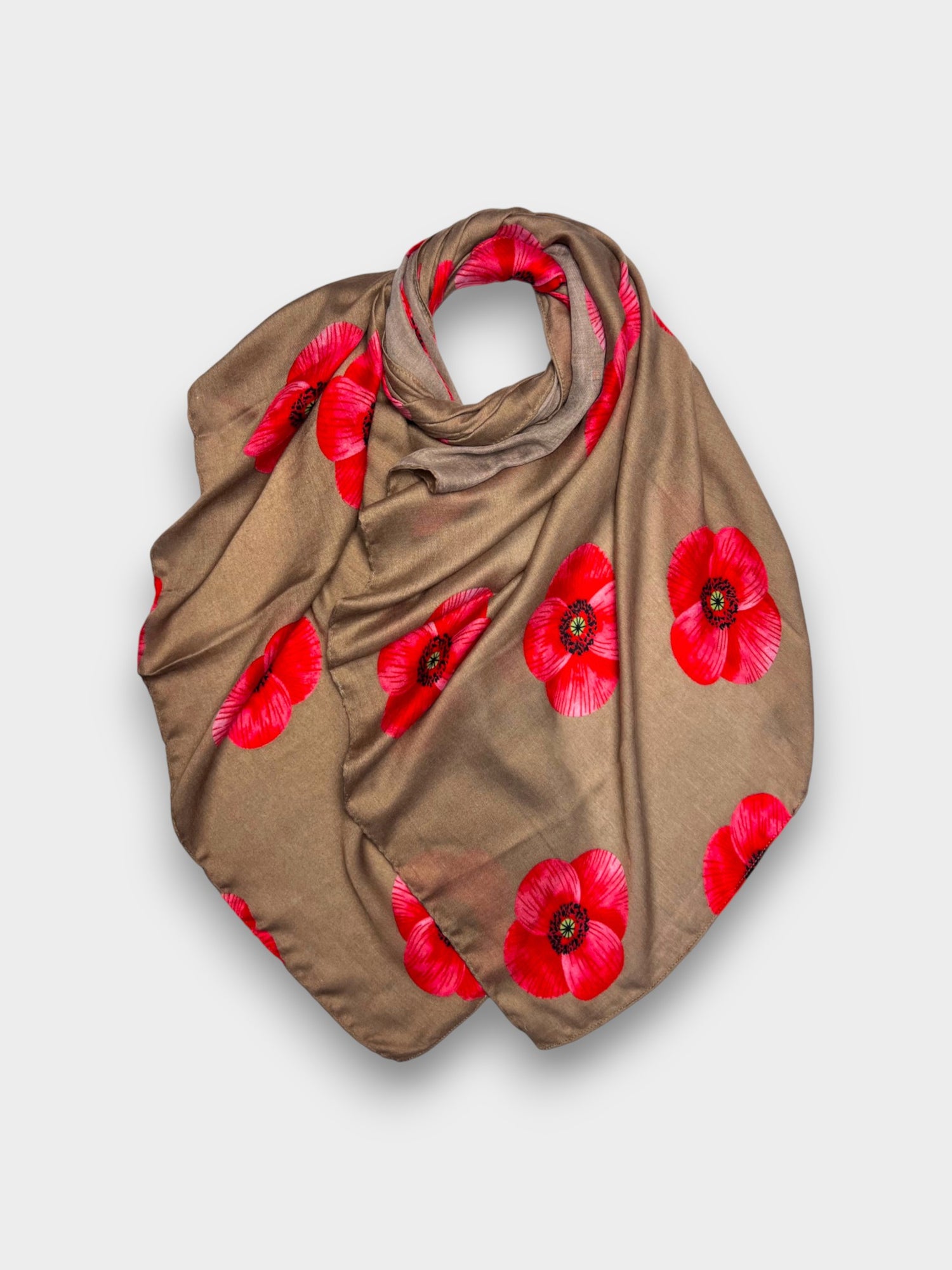 Poppy Printed Scarf - Mocca