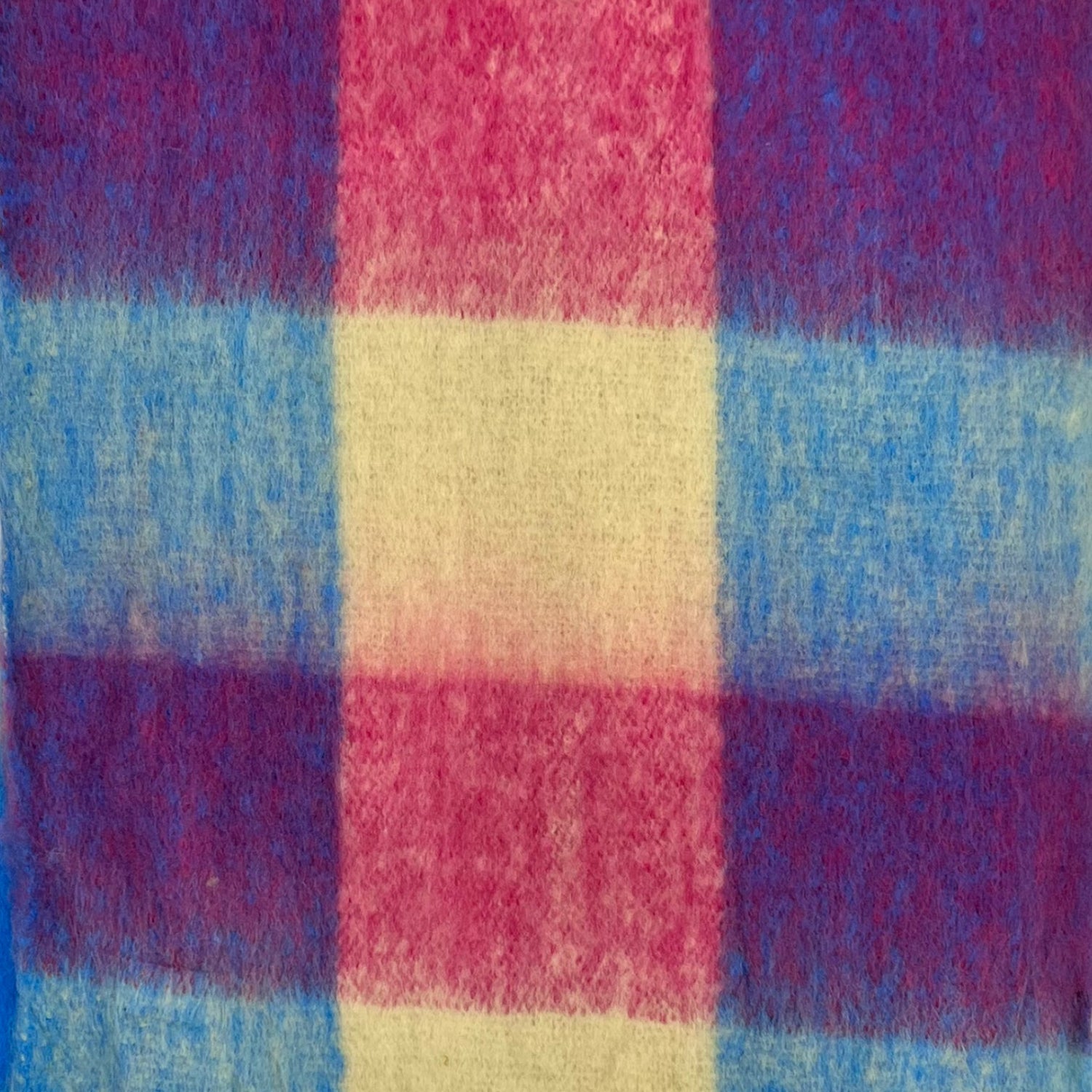 Soft Checked Blanket Winter Scarf with Tassels - Smurf