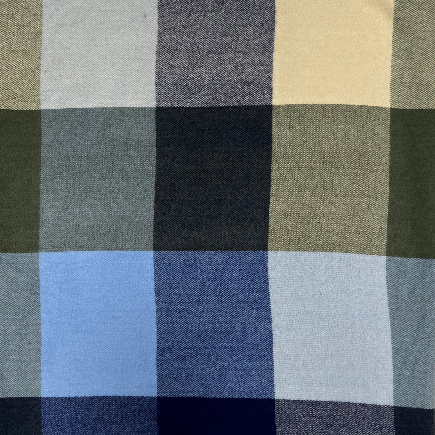 Classic Colourful Woolmix Check Winter Scarf with Tassels - Blue