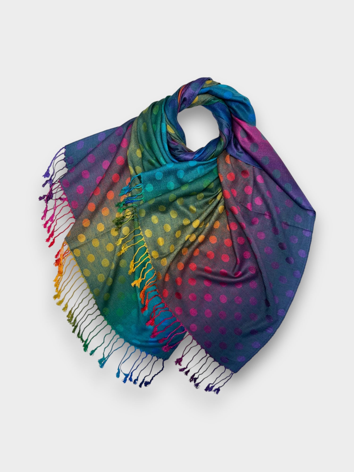 Reversible Pashmina - Rainbow Dots Print - Black
