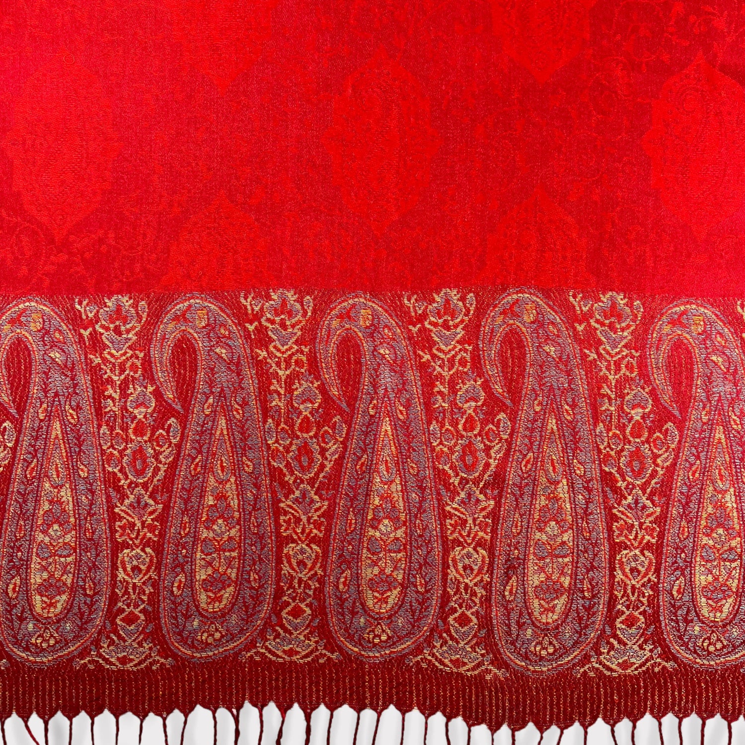 Pashmina - Two Tone Paisley Print - Red