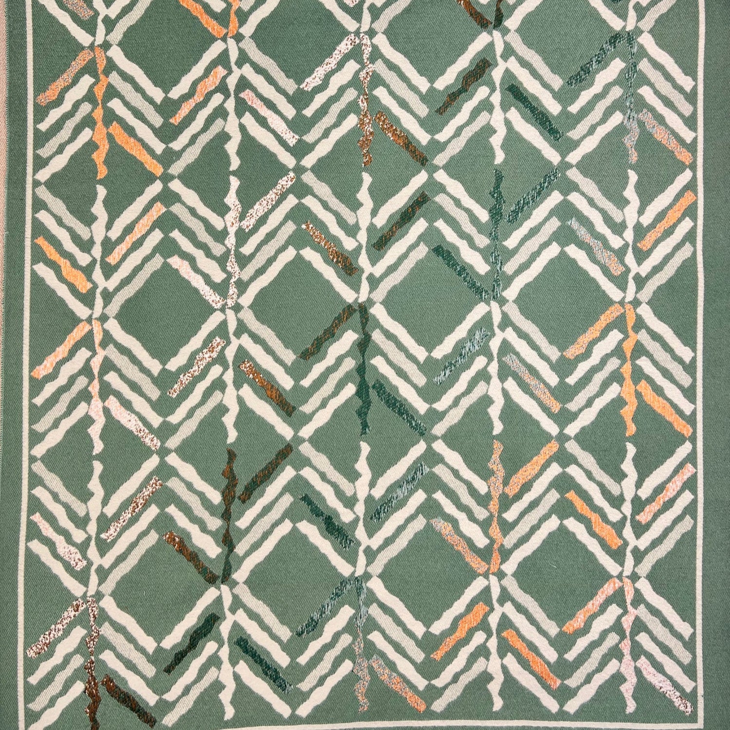 Multi Colourful Arrow Winter Scarf with Revisable Print and Fringes - Mint Green