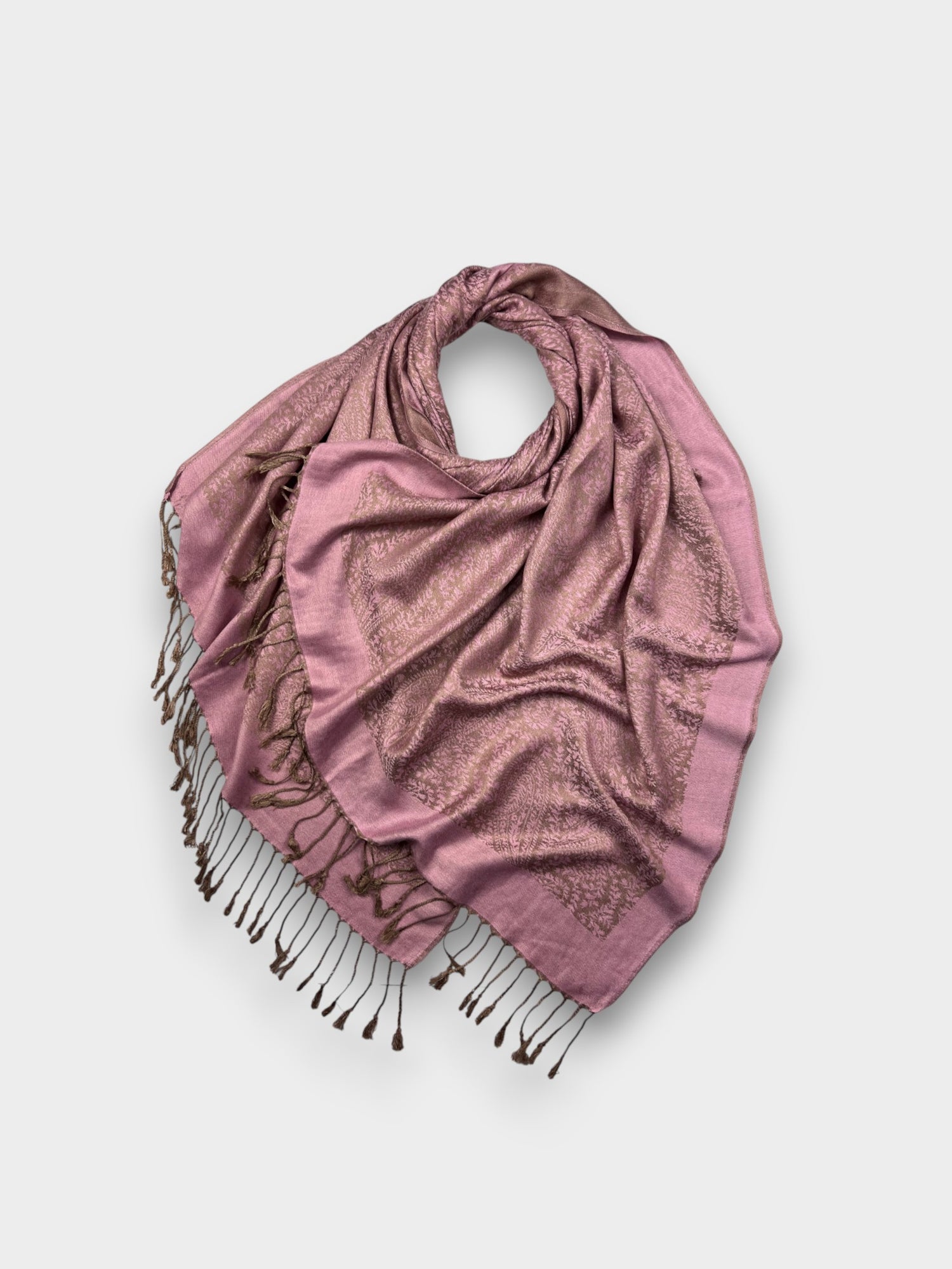 Pashmina With Tassels - Classic Paisley - Dusty Pink