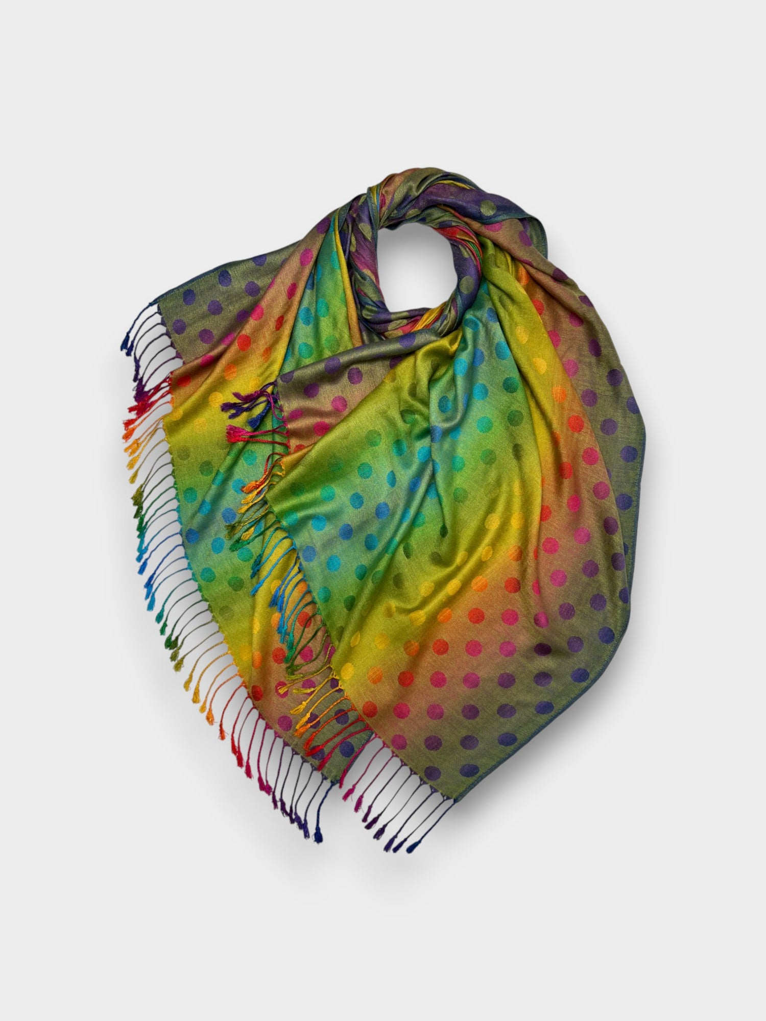 Reversible Pashmina - Rainbow Dots Print - Yellow