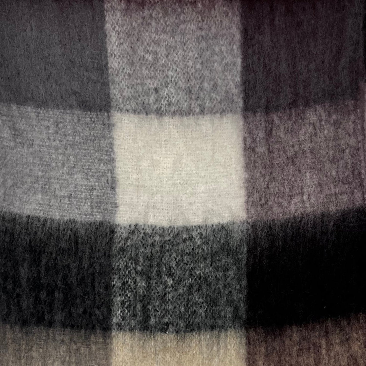 Soft Checked Blanket Winter Scarf with Tassels - Coffee