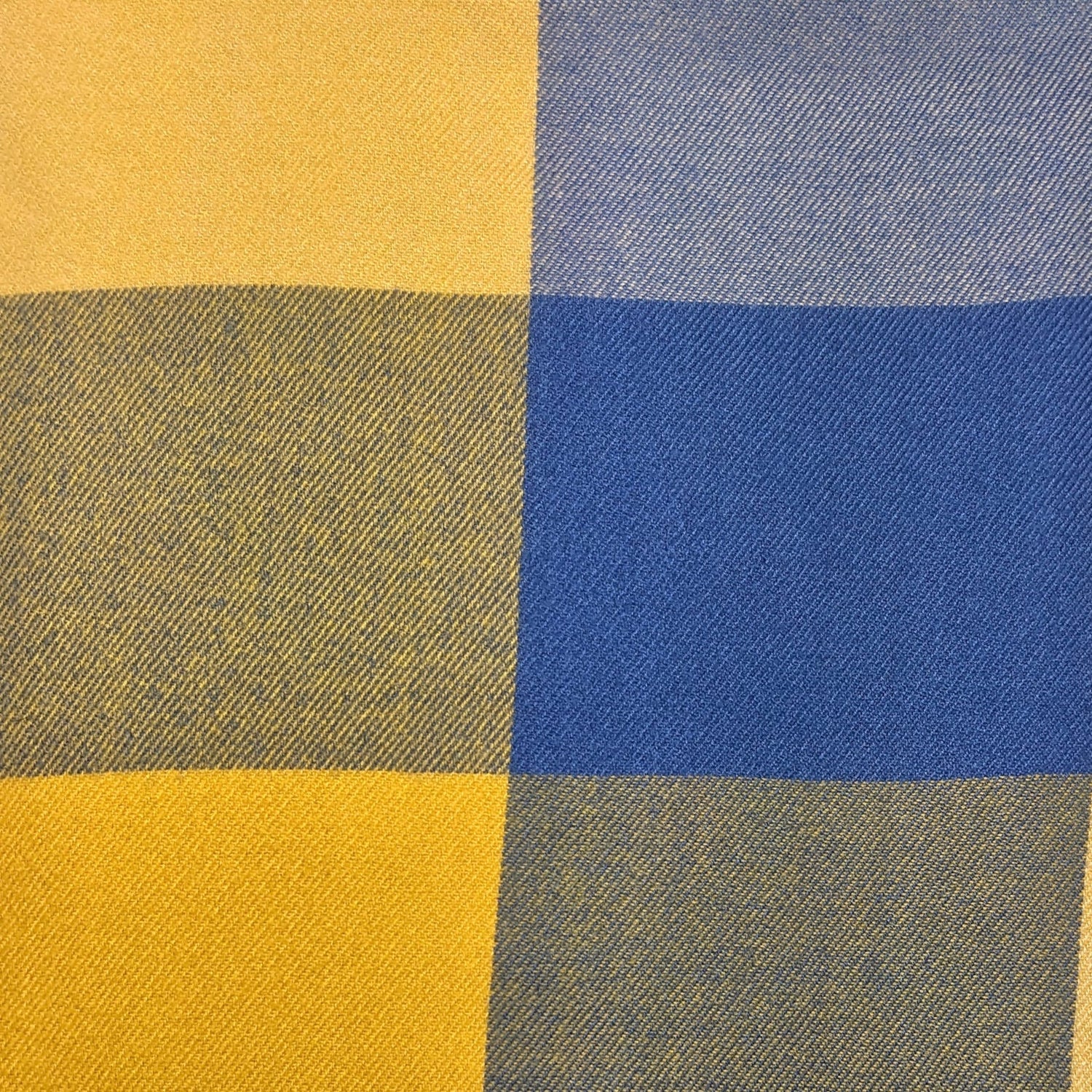 Classic Colourful Woolmix Check Winter Scarf with Tassels - Sky