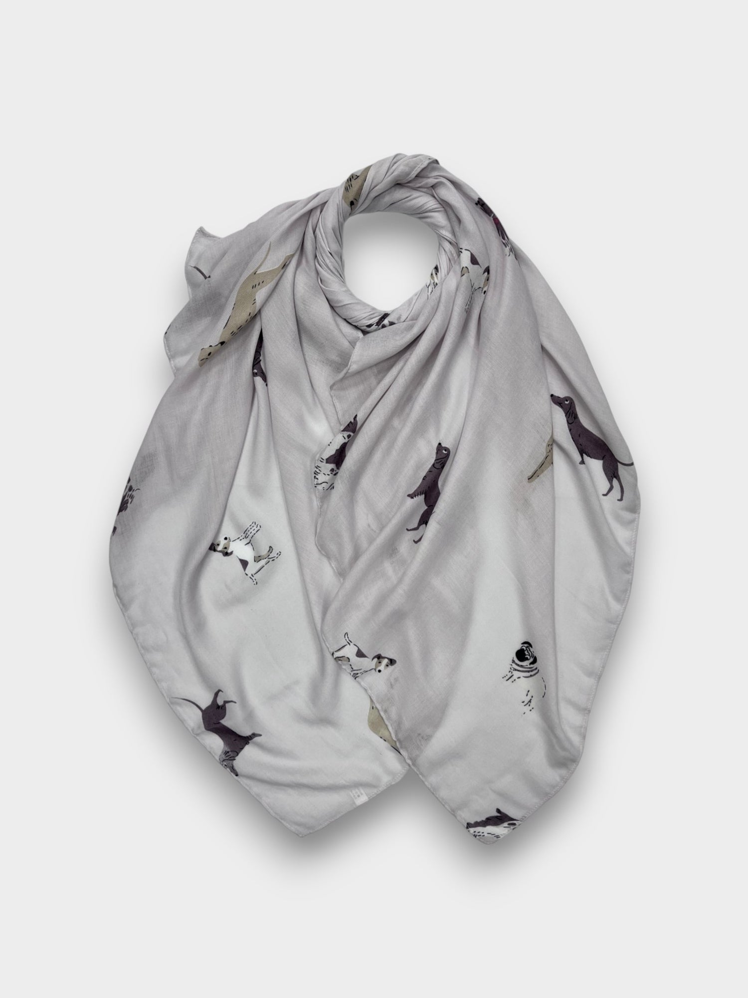 Printed Dog Pattern Scarf - White