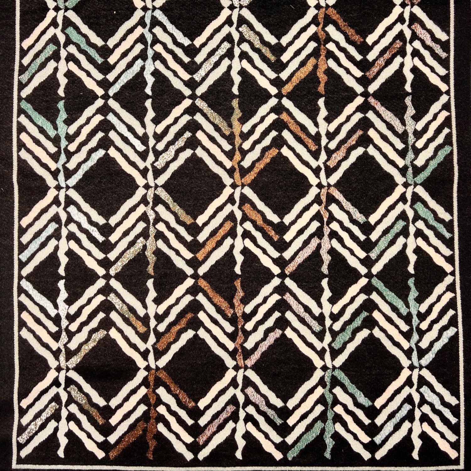 Multi Colourful Arrow Winter Scarf with Revisable Print and Fringes - Black