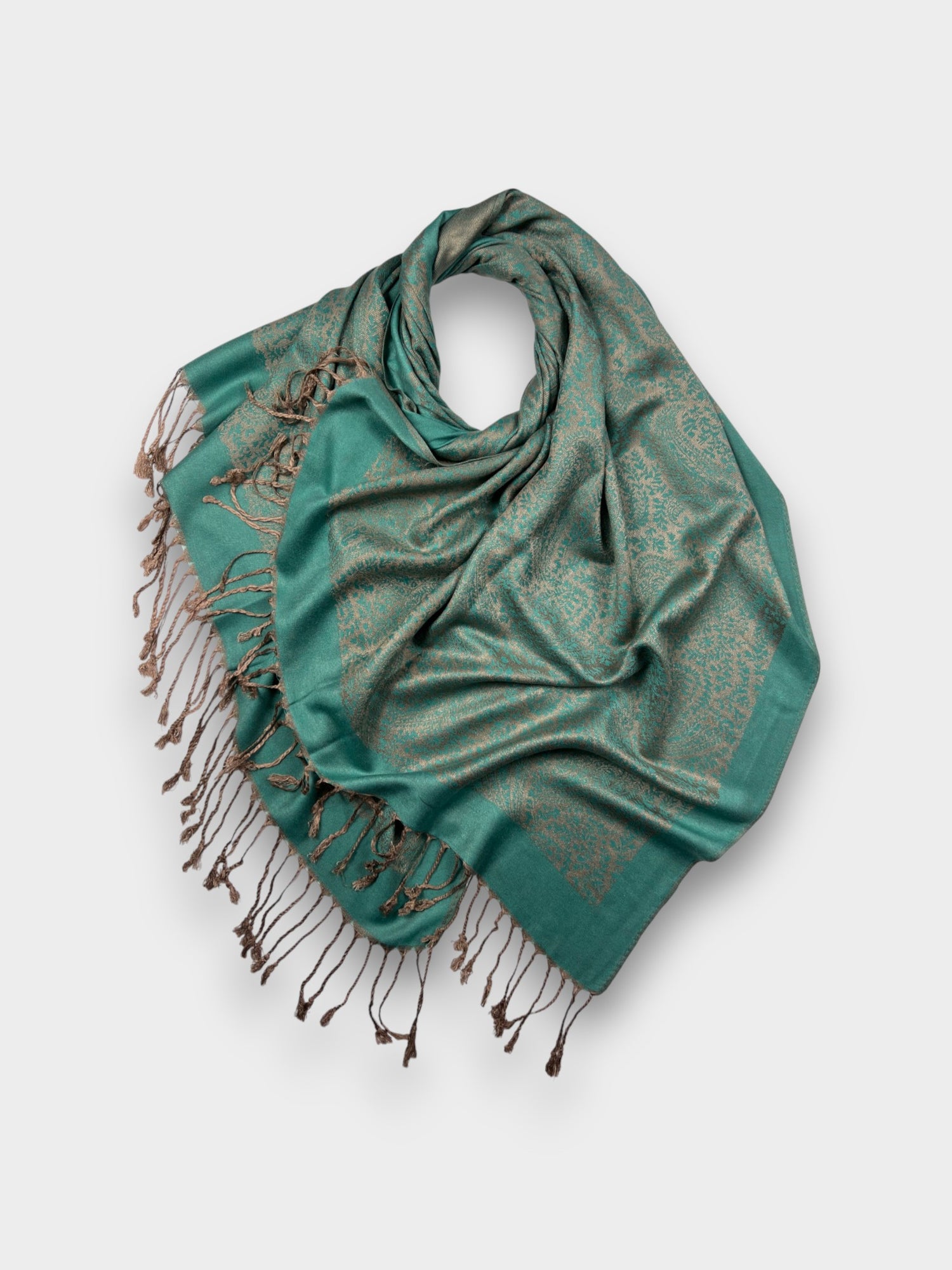 Pashmina With Tassels - Classic Paisley - Green Teal