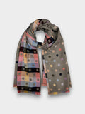 Printed Multi Colourful Revisable Dot Winter Scarves Finished With Fringes