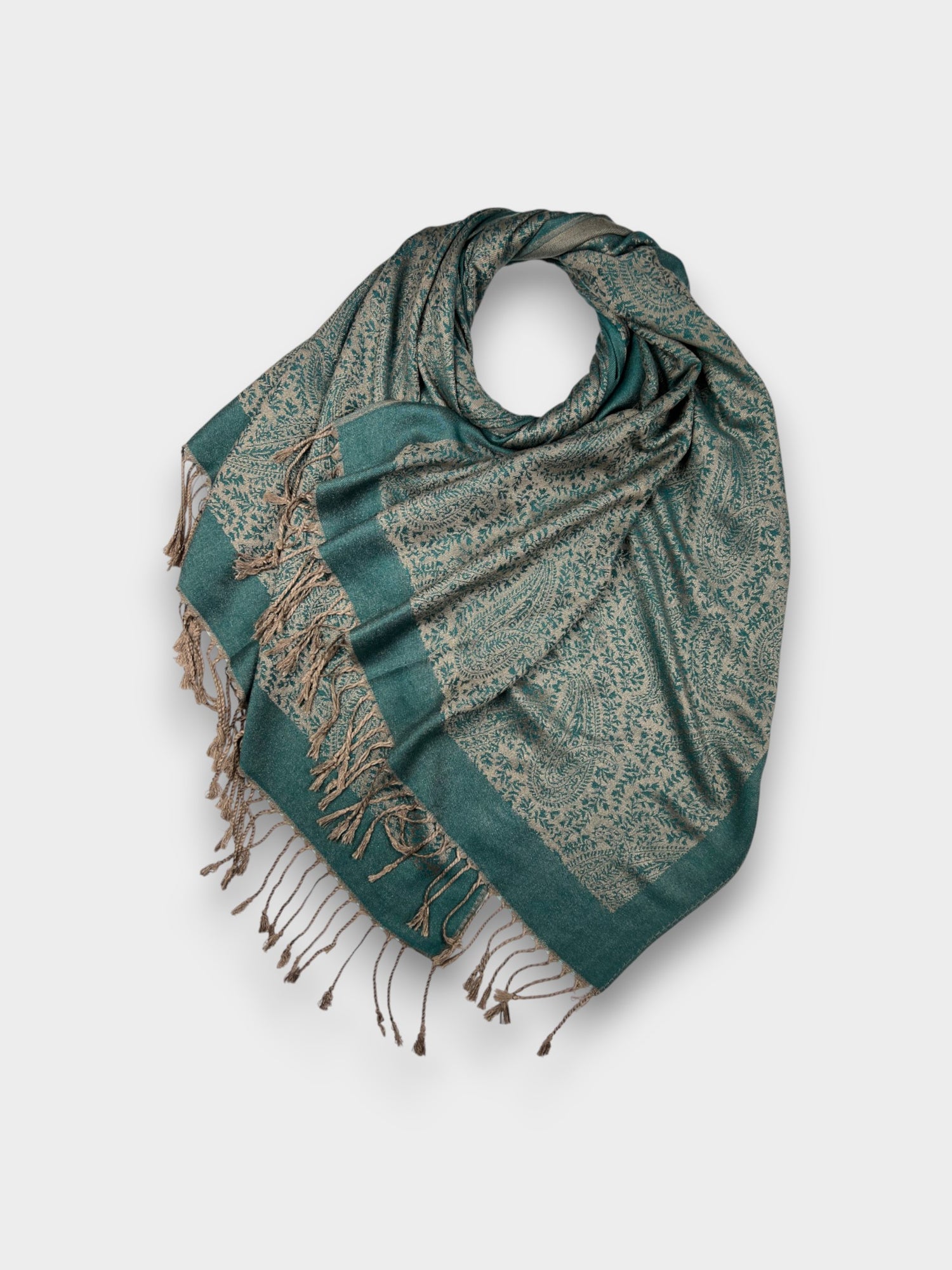 Pashmina With Tassels - Classic Paisley - Dark Teal