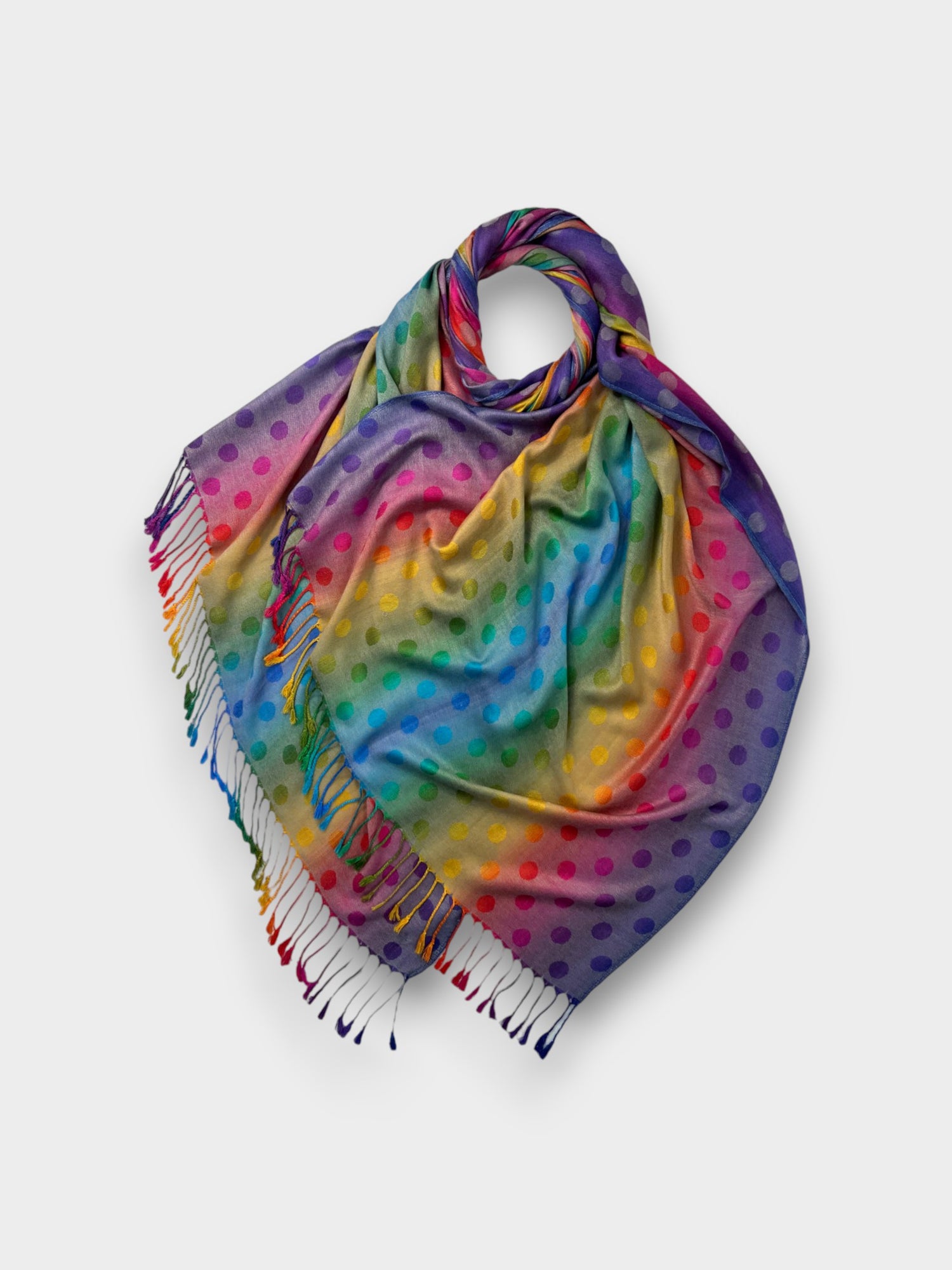 Reversible Pashmina - Rainbow Dots Print - Grey