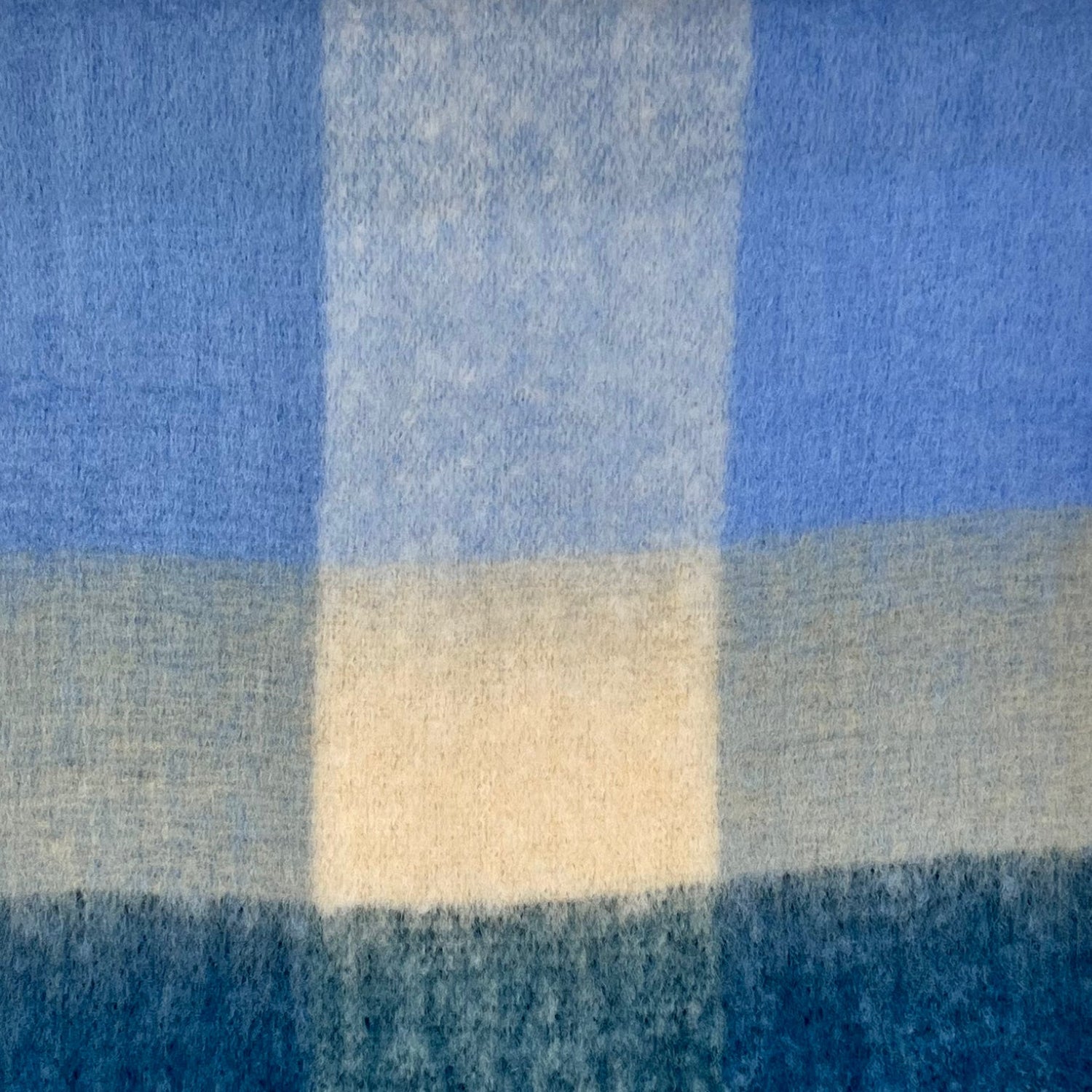 Soft Checked Blanket Winter Scarf with Tassels - Blues