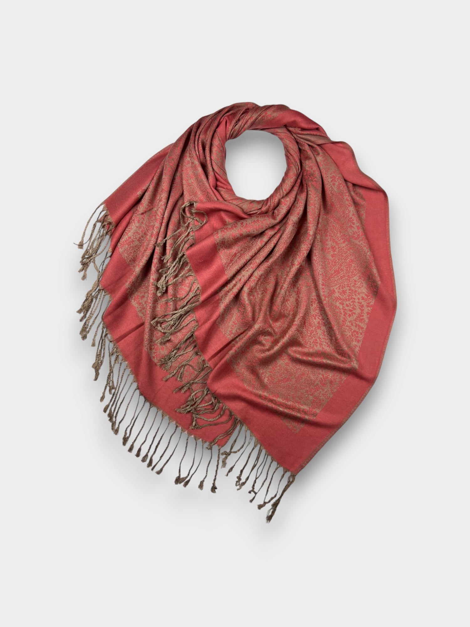 Pashmina With Tassels - Classic Paisley - Peach