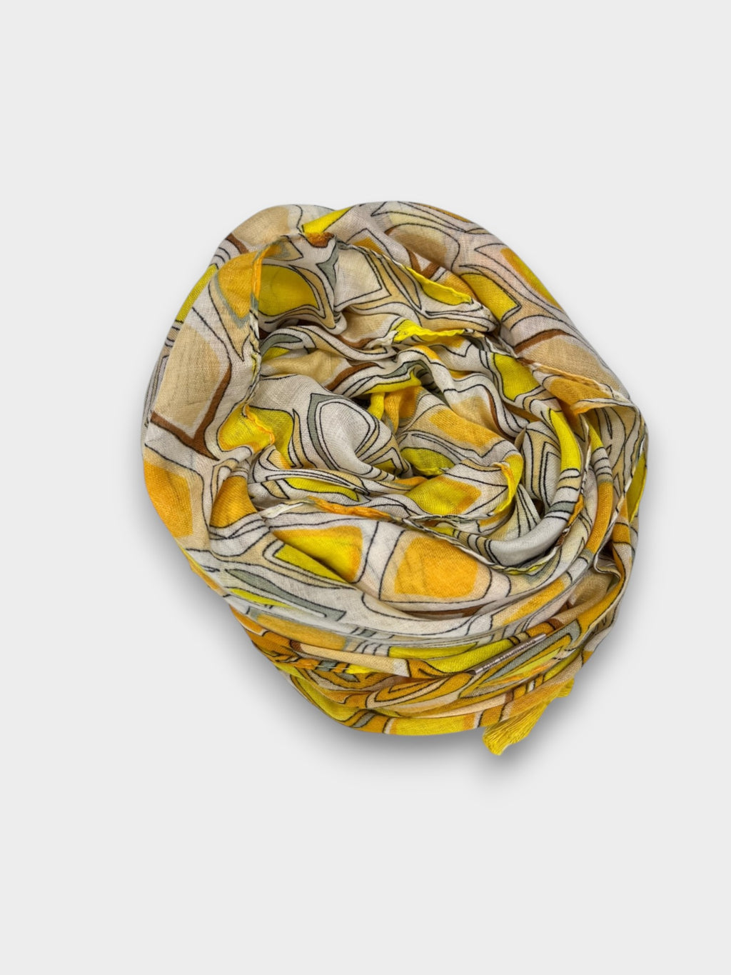 Printed Istanbul Pattern Large Scarf With Tassels