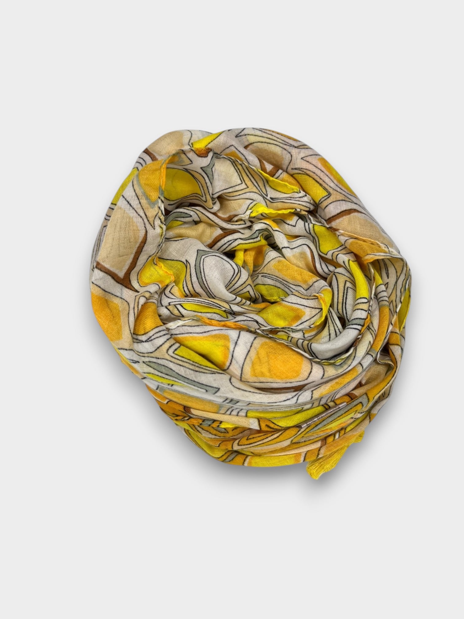 Printed Istanbul Pattern Large Scarf With Tassels