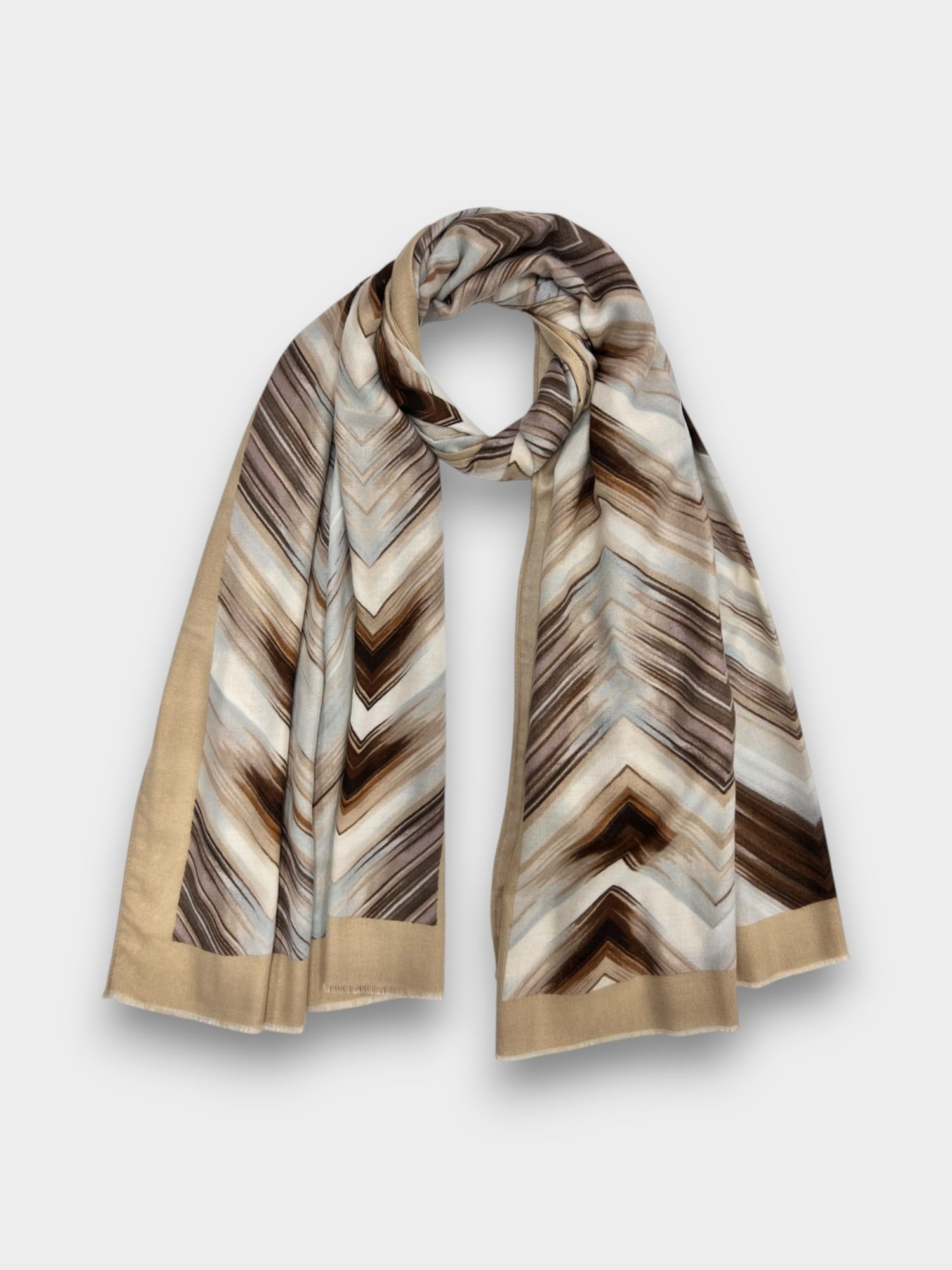 Herringbone print of medium weight scarf - Beige