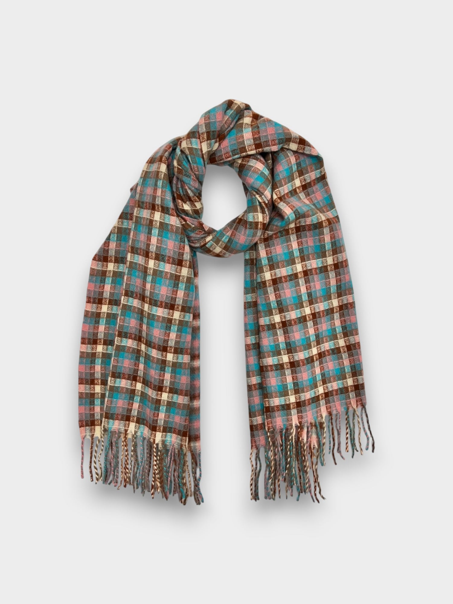 Puzzle print winter scarf - Mocca