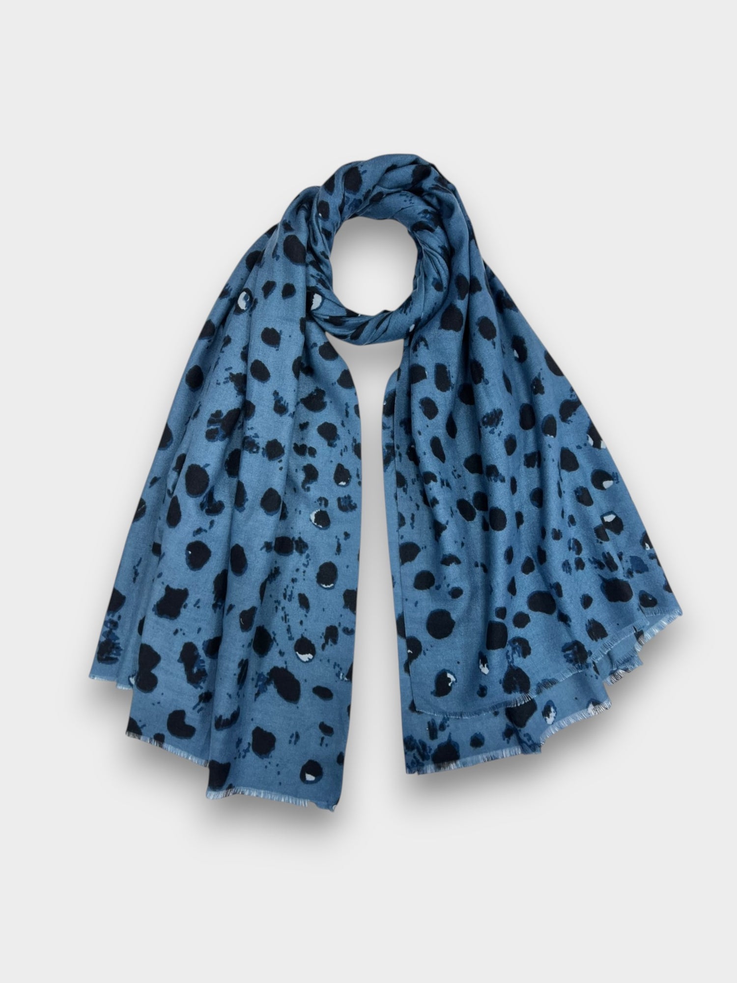 Spotty print of medium weight scarf - Blue