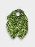 Leopard printed scarf with golden lines in green