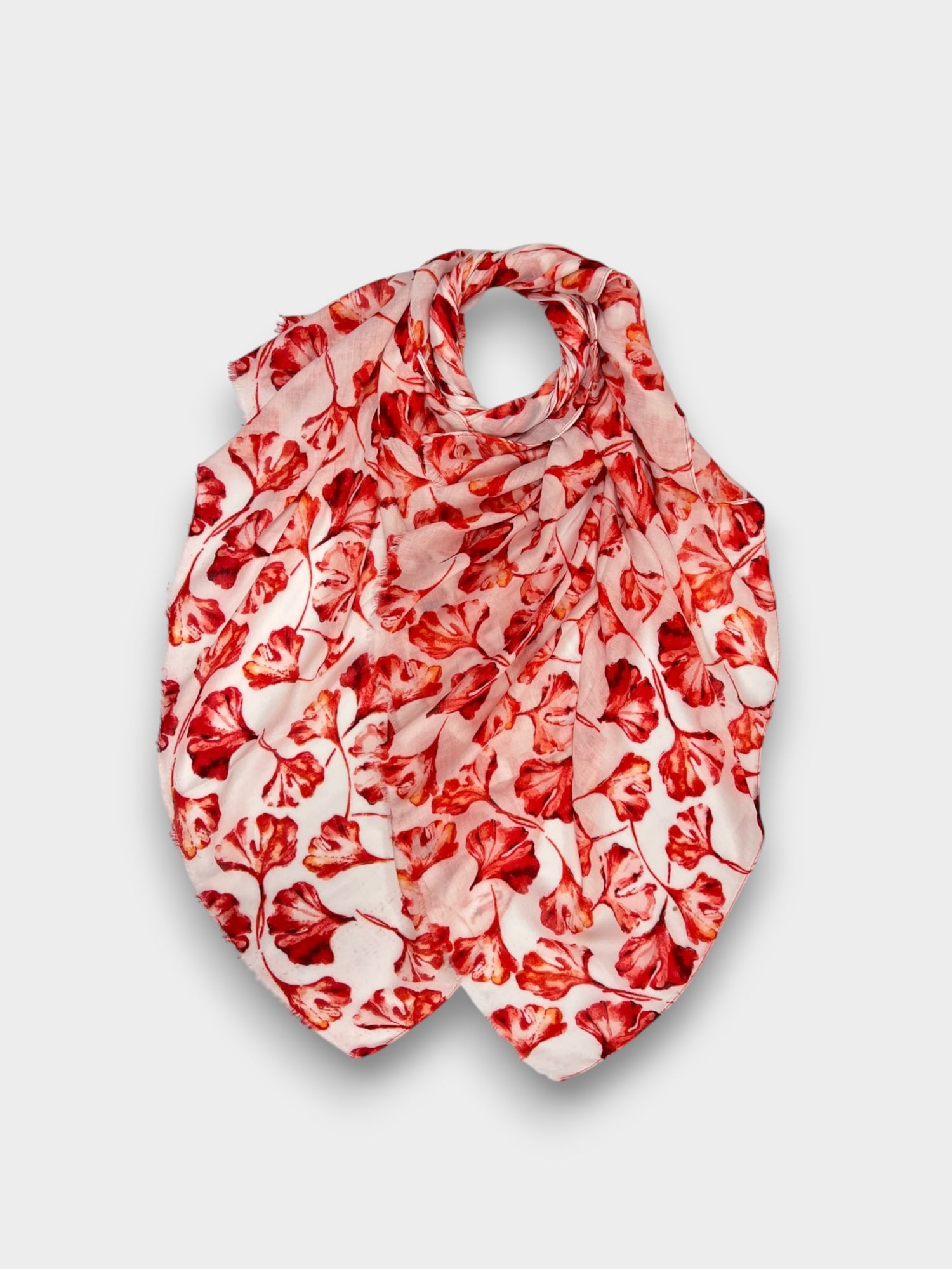 Ginko leaves print scarf - Red