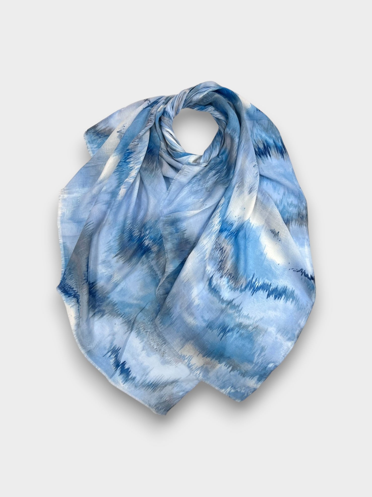 Abstract brush strokes print on medium weight scarf - Blue