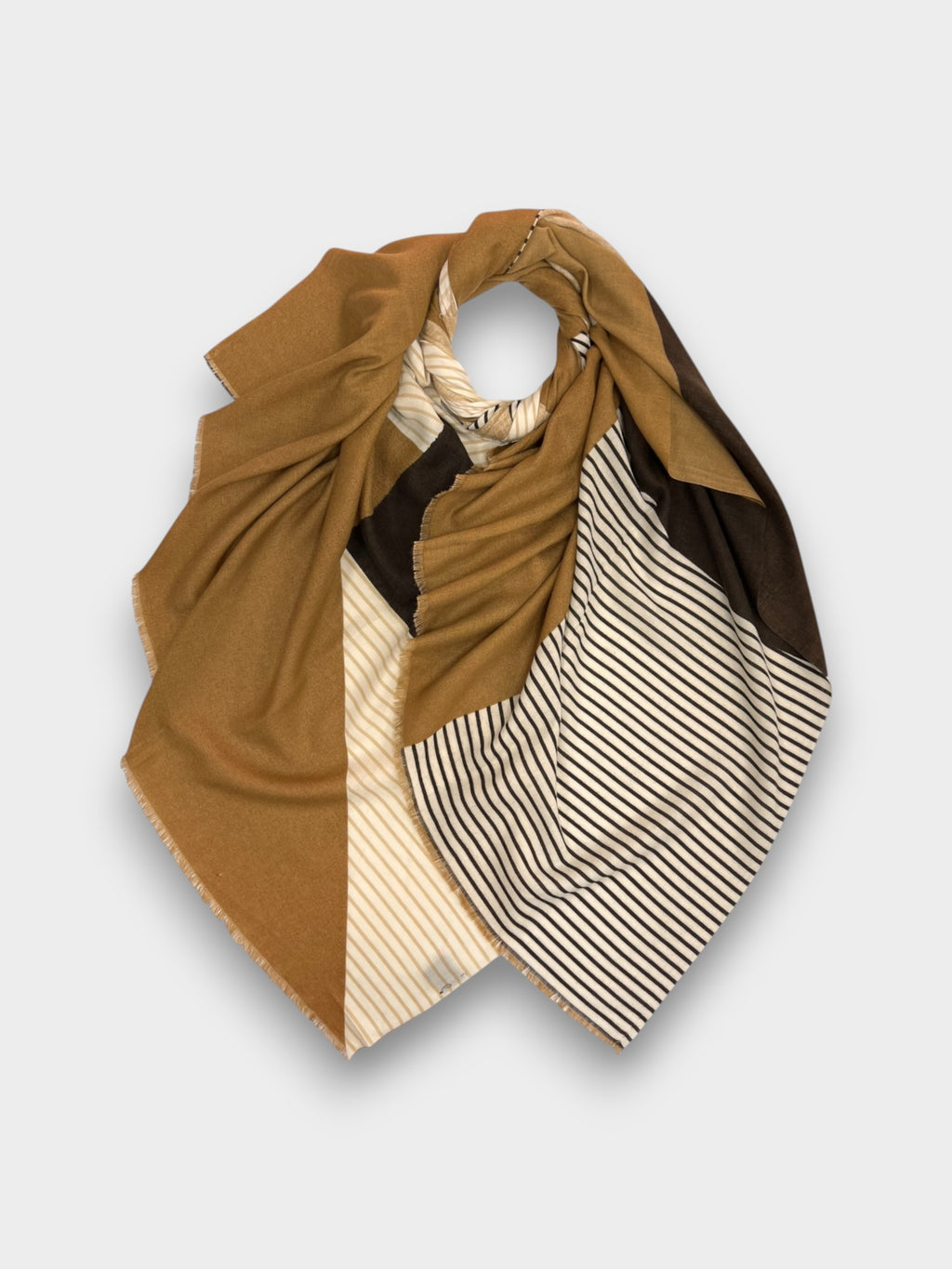 Monochrome Stripe Wool Blend Scarf medium weight