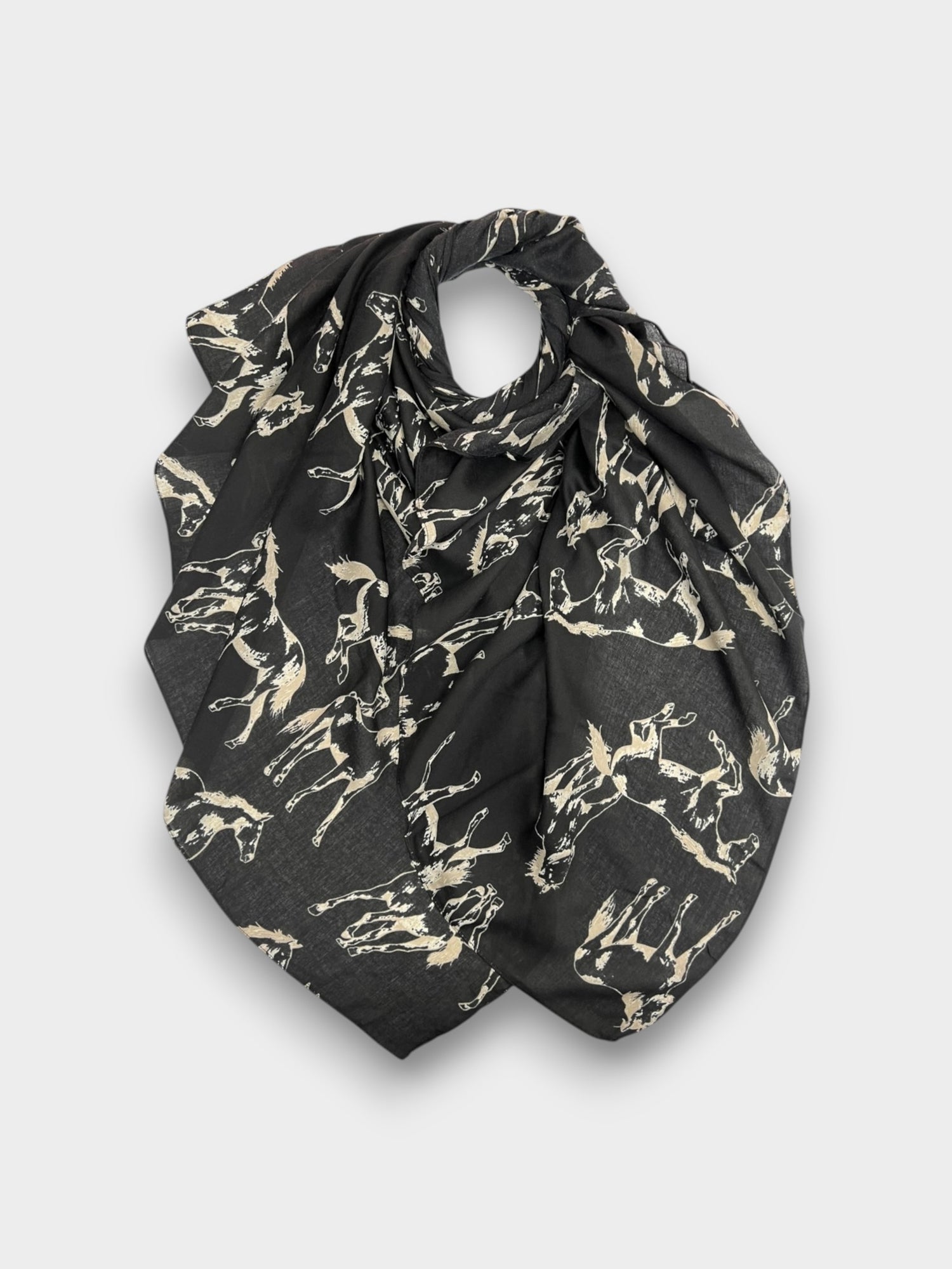 Horse print on solid canvas - Black