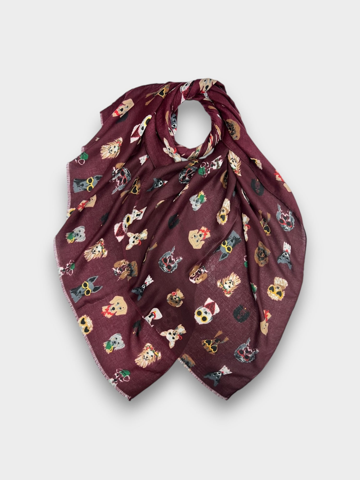 Festive Dog Print - Burgundy