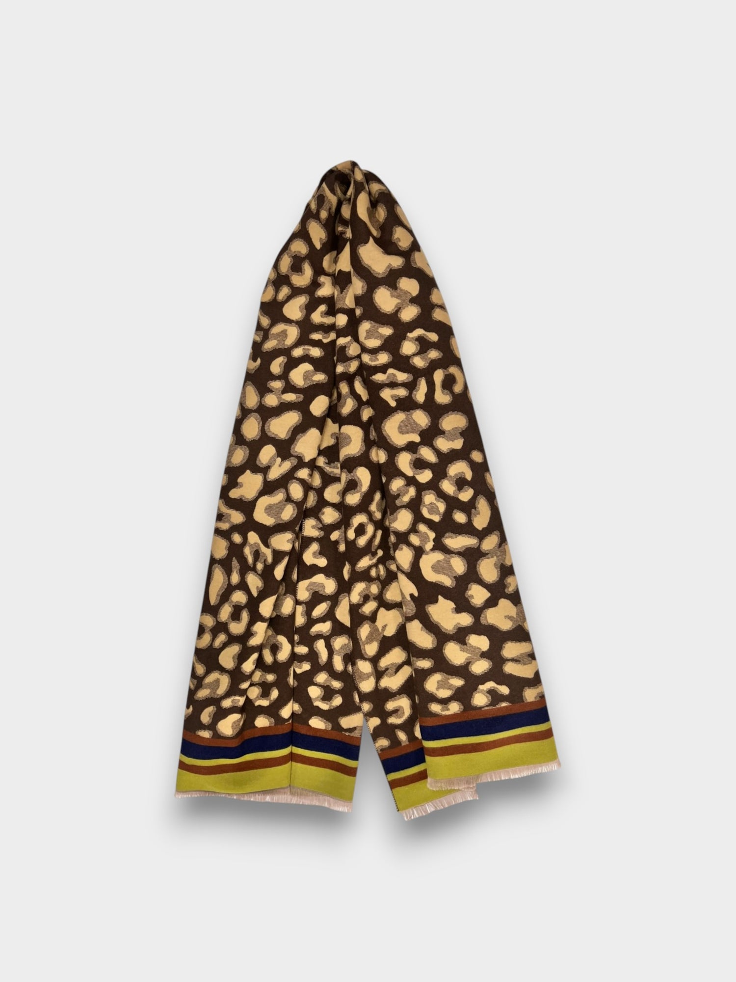 Leopard print with colouful border cashmere blend - Lime