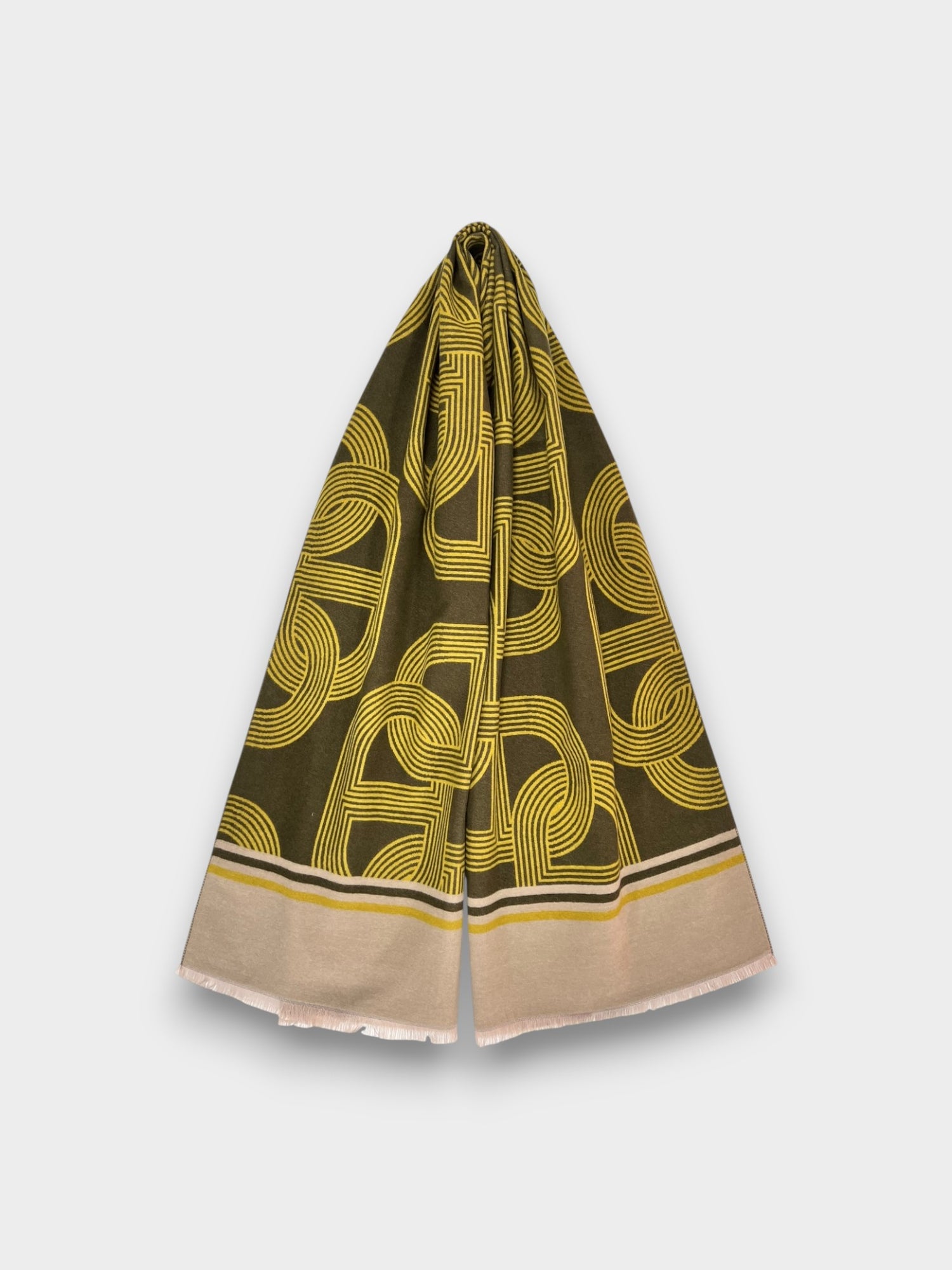 Cashmere blend chain link print - Khaki