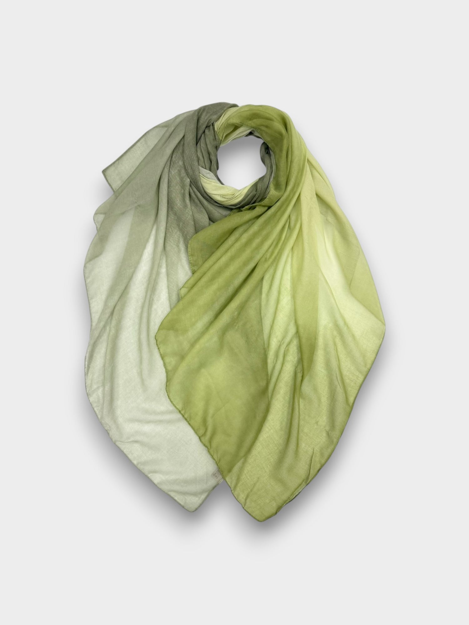 Ombre Lightweight Cotton Viscose Scarf - Green
