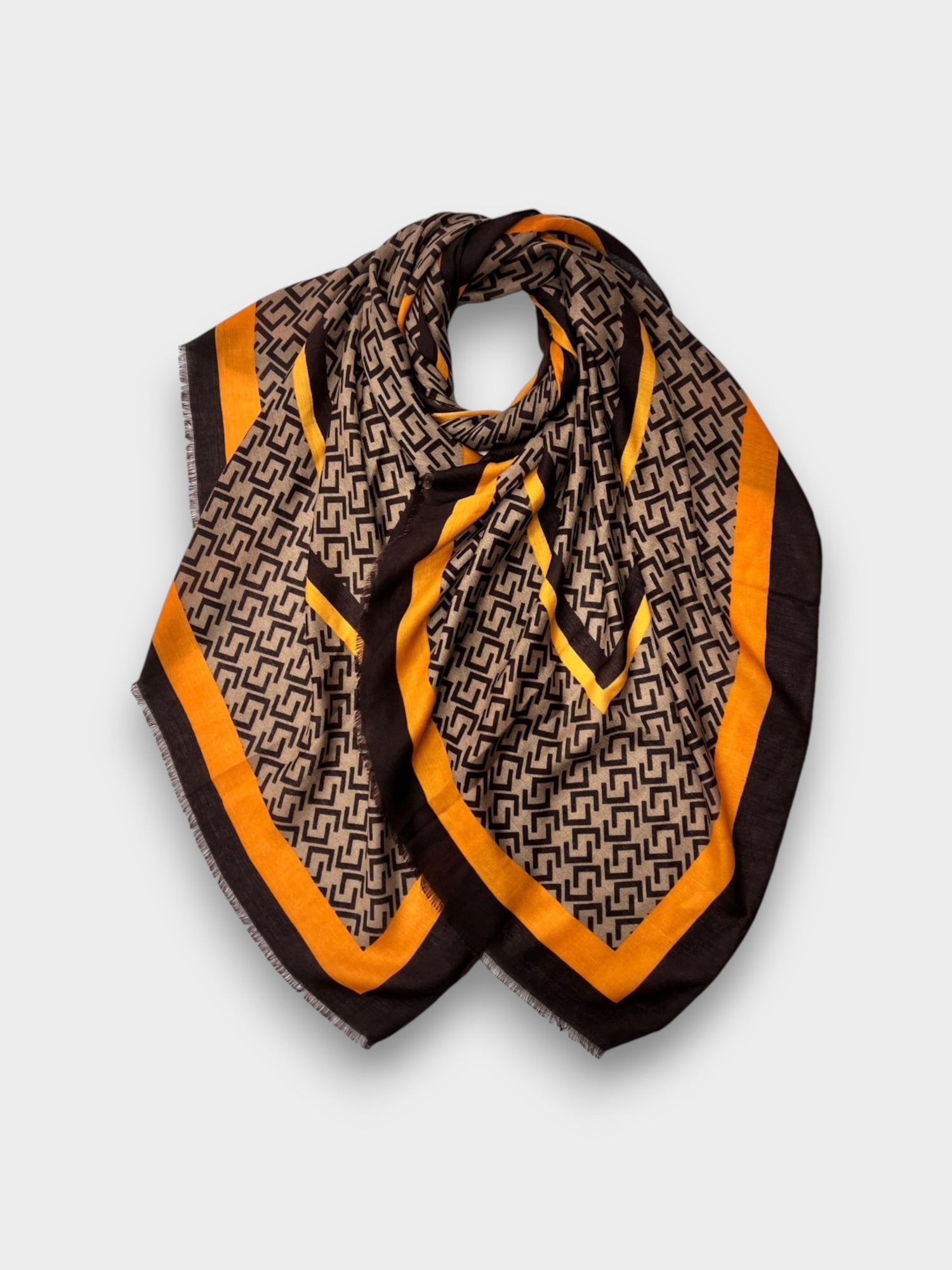 Geometrical printed scarf - Brown