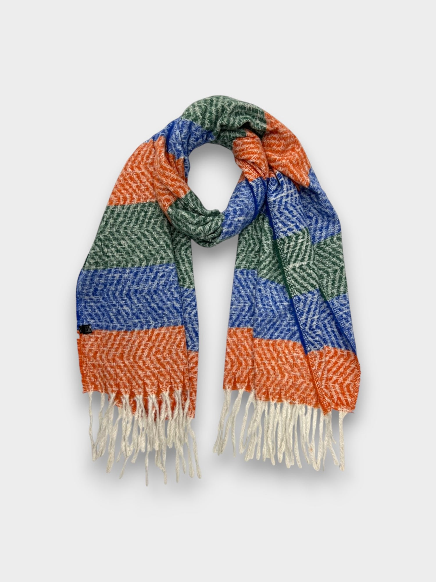 Colourfull striped zigzag winter scarf - Orange Blue