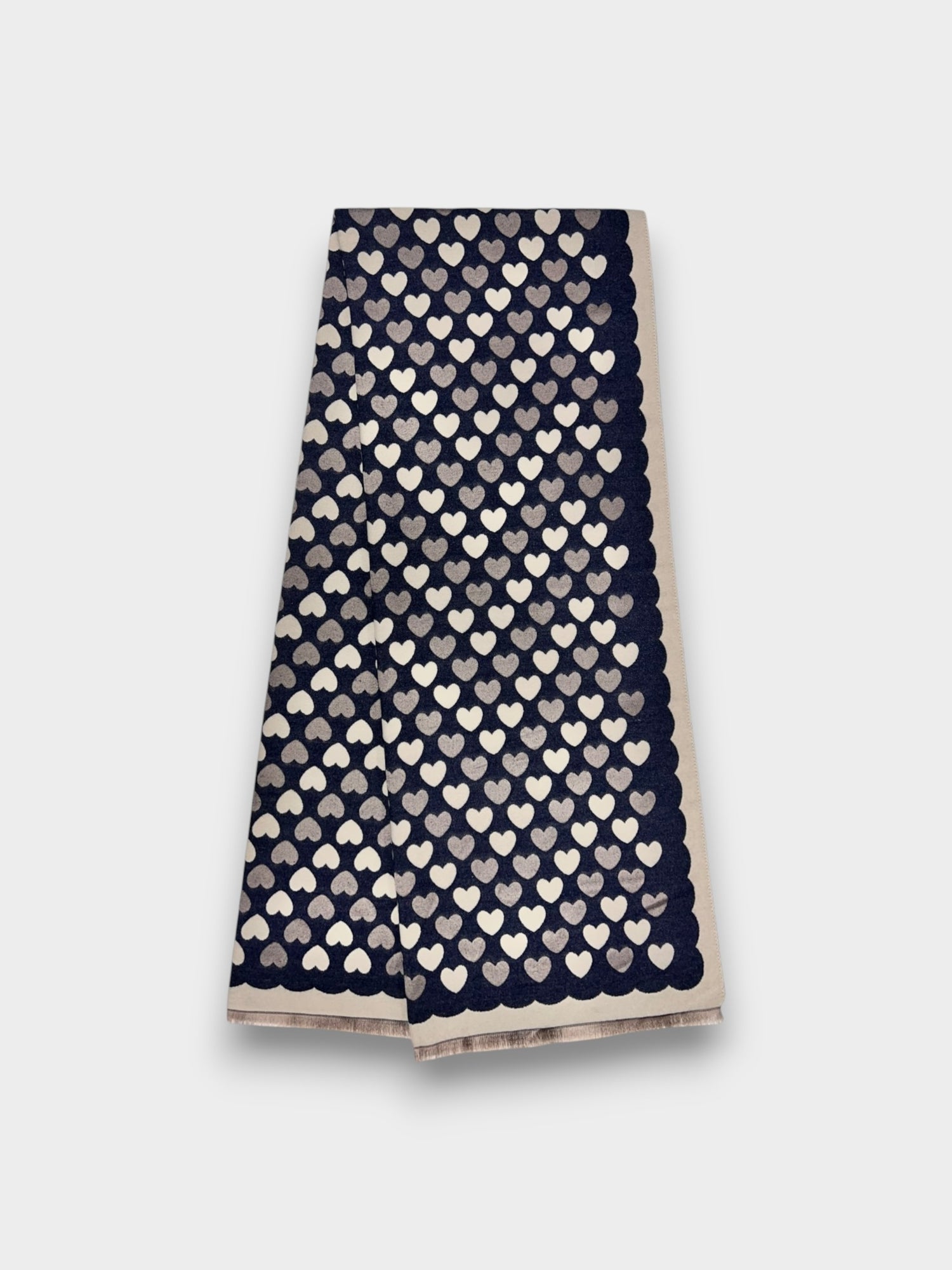 Hearts pattern print on scarf - Navy