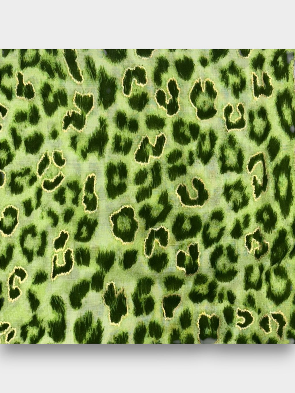 Leopard printed scarf with golden lines in green
